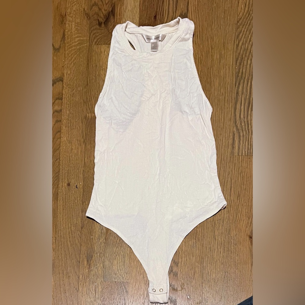White cream ribbed tank bodysuit xs/s banana republic